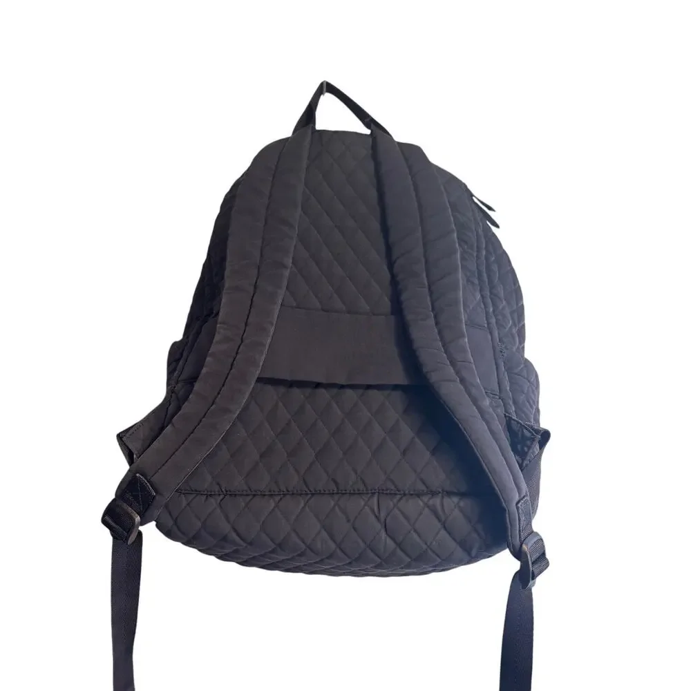 Vera Bradley Quilted Backpack Charcoal Gray Black Floral Lining Multi Pocket